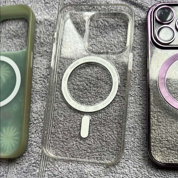 I phone 14 pro Floral Green and Clear Phone Case and Purple Case set - Picture 6 of 7